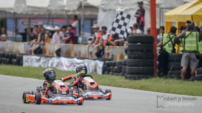 Kart 78 winning the Mini ROK Cup 2025 Round 3